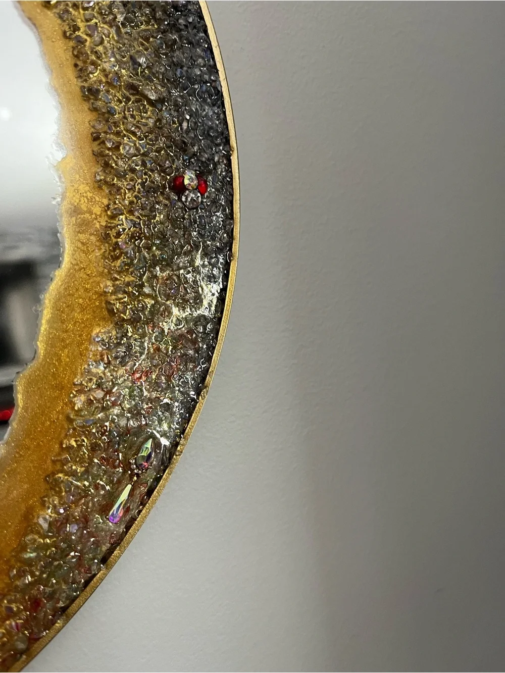 Gold Crescent Geode Round Wall Mirror - Decorative Home Wall Decor